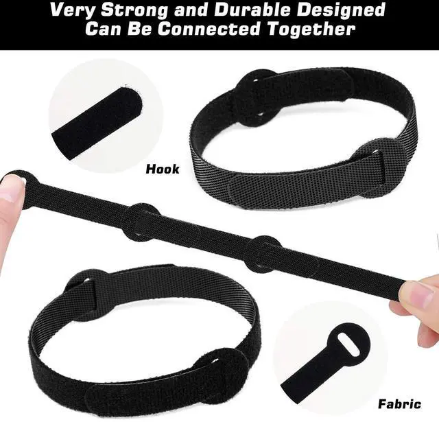 Alt view image 3 of 7 - 150PCS Reusable Cable Ties - 4+6+8+10inch Multi-Purpose Cable management Hook & Loop Cable Straps Wire Ties,Adjustable Fastening Cord Organizer,Cable Organizer for Home,Office and Data Centers,Black