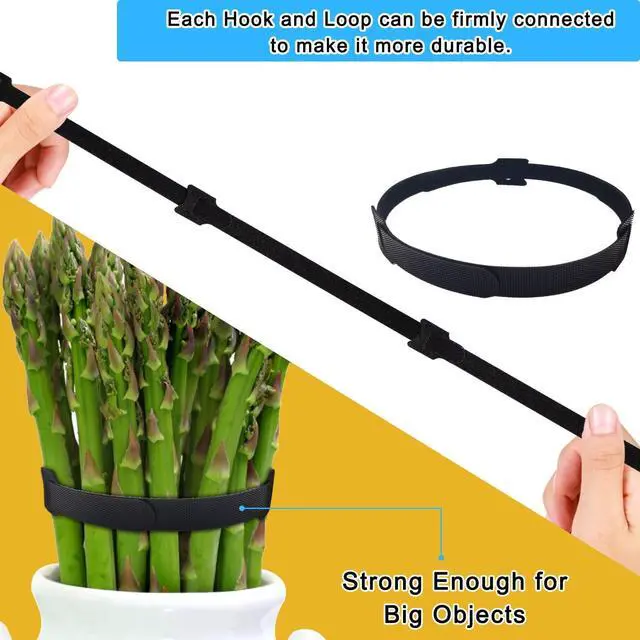 Alt view image 4 of 7 - 100pcs Reusable Cable Ties - Hook and Loop Cable Straps for Wire Management - 6 Inch Adjustable Cord Organizer & Wire Ties for Electronics, PC, Home Office & Garden - Black Fastening Wraps