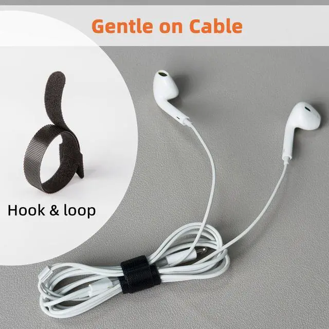 Alt view image 5 of 7 - 130PCS Reusable Cable Ties with Hook and Loop, Multi-purpose Adjustable 8 Inch Cable Management Wire Ties Cable Straps for Organizing Home, Office and Data Centers, Black