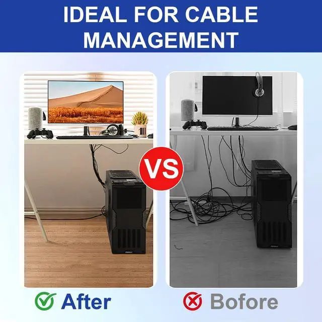 Alt view image 6 of 7 - 100PCS Reusable Cable Ties, 6 Inches Adjustable Hook and Loop Cord Straps, Multi Purpose Cable Management Wire Ties for Home, Office & Data Centers Black