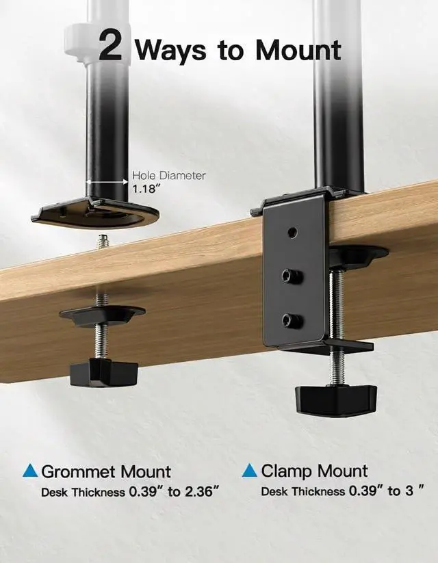 Alt view image 7 of 7 - Dual Monitor Mount for 2 Monitors up to 32 inches, Heavy Duty Dual Monitor Stand Holds up to17.6lbs, Dual Monitor Arm with Height Adjustable Tilt Swive Rotate, VESA Hole 75mm or 100mm