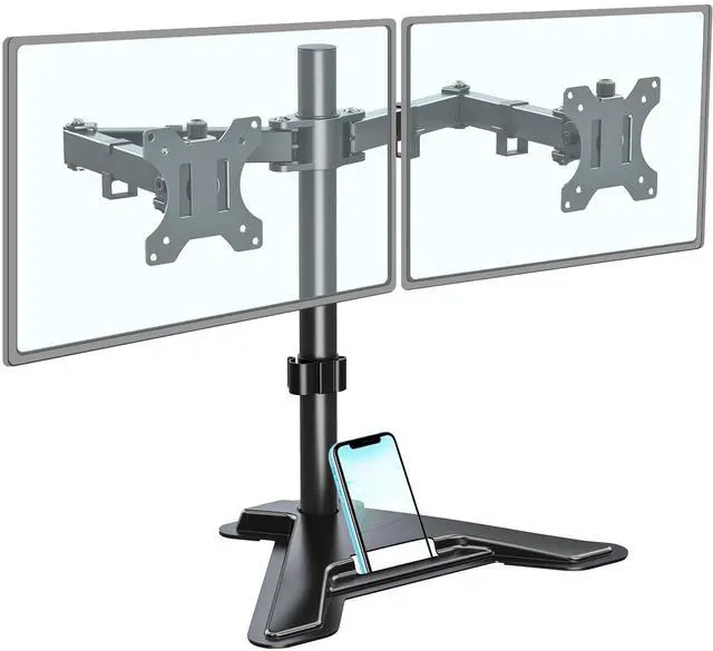 Main image of Dual Monitor Stand - Freestanding & Height Adjustable Monitor Desk Mount, Steady VESA Mount Holds Max 17.6 lbs, Computer Monitor Stand for 2 Screens up to 27 inches, for Home Office