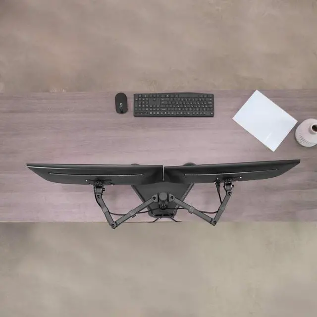 Alt view image 7 of 7 - Dual 13 to 30 inch Monitor Free-Standing Mount, Fully Adjustable Desk Stand, Holds 2 Flat or Curved Display Screens, STAND-V102F