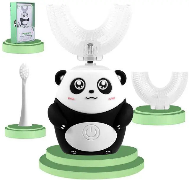 Main image of Kids U Shaped Electric Toothbrush for Age 2-12, Rechargeable Toddler Toothbrush with 60S Smart Timer, Panda Design, IPX7 Waterproof & 360°Cleaning,Develop Kids' Brushing Habits