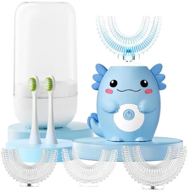 Main image of Kids Electric U Shaped Toothbrush - Axolotl Kids Sonic Toothbrush with 6 Brush Head Automatic 6 Cleaning Modes Full Mouth Cleaning-Blue
