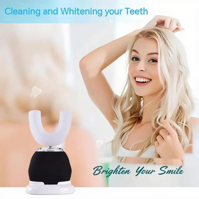 Alt view image 4 of 7 - Automatic U-Shaped Ultrasonic 360 Auto Toothbrush with Whitening Blue Light for Adults