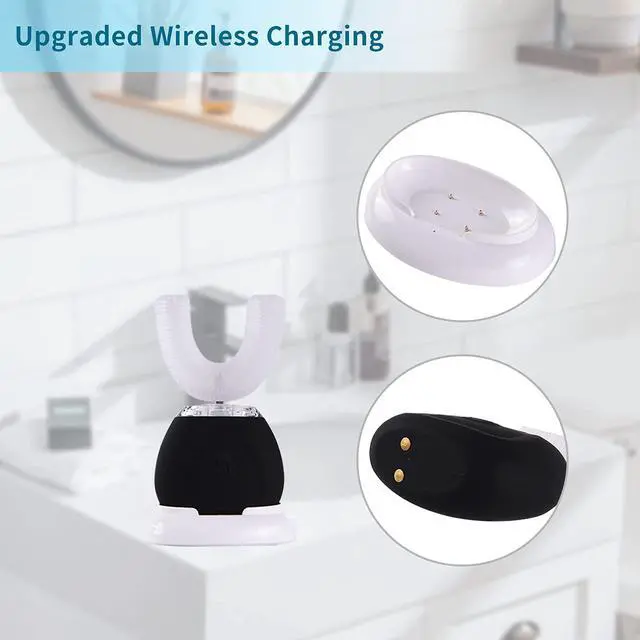 Alt view image 7 of 7 - Automatic U-Shaped Ultrasonic 360 Auto Toothbrush with Whitening Blue Light for Adults