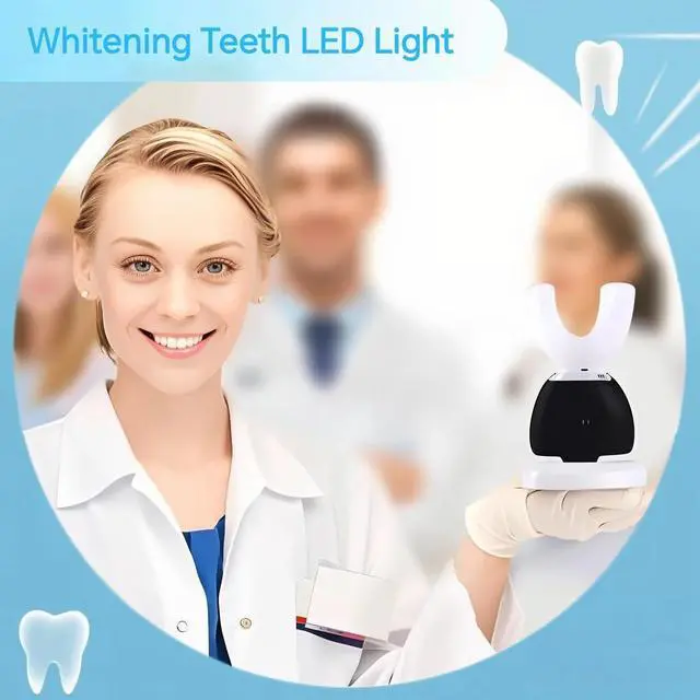 Alt view image 2 of 7 - Automatic U-Shaped Ultrasonic 360 Auto Toothbrush with Whitening Blue Light for Adults