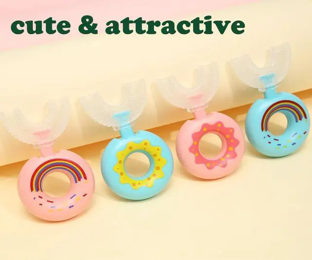 Alt view image 6 of 7 - Toddler Toothbrush U Shaped,Lovely Colorful Food Grade Kids Toothbrush for 2-8 Years Old,Stocking Stuffers for Your Kids (4 Pack)
