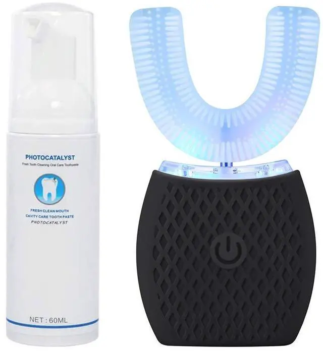 Main image of Ultrasonic Toothbrush for Adults, Automatic Ultrasonic Toothbrush for Teeth Whitening, Rechargeable Electric Ultrasonic Toothbrush for Home and Travel Use, 360° Mouth Cleansing (Black)