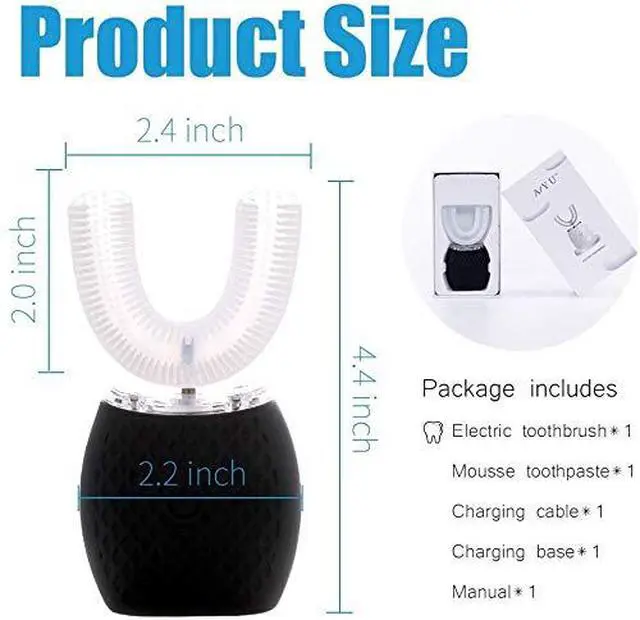 Alt view image 3 of 6 - Ultrasonic Toothbrush for Adults, Automatic Ultrasonic Toothbrush for Teeth Whitening, Rechargeable Electric Ultrasonic Toothbrush for Home and Travel Use, 360° Mouth Cleansing (Black)