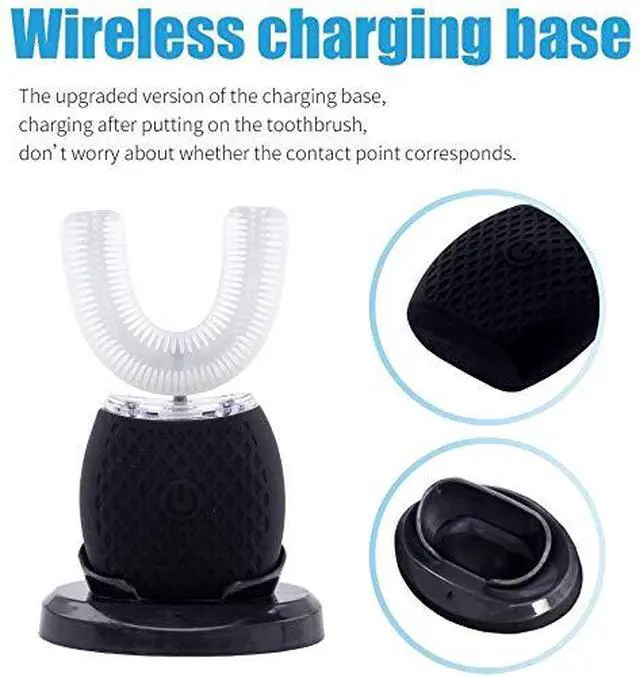 Alt view image 6 of 6 - Ultrasonic Toothbrush for Adults, Automatic Ultrasonic Toothbrush for Teeth Whitening, Rechargeable Electric Ultrasonic Toothbrush for Home and Travel Use, 360° Mouth Cleansing (Black)