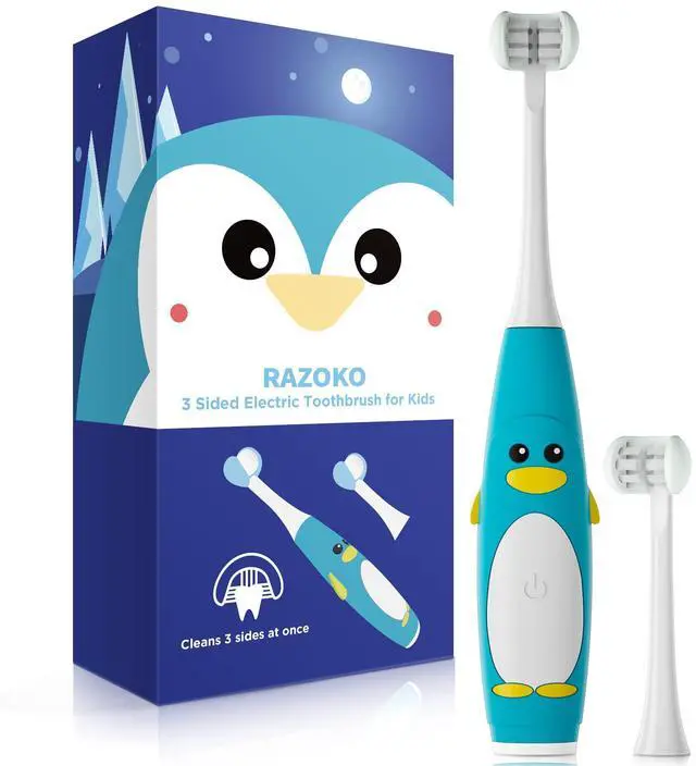 Main image of Kids Electric Toothbrush 3 Sided Toothbrush,Sonic Toddler Toothbrush with 2 Brush Heads, Intelligent Timer 5 Gears Adjustment,Ipx7 Waterproof,USB Cable
