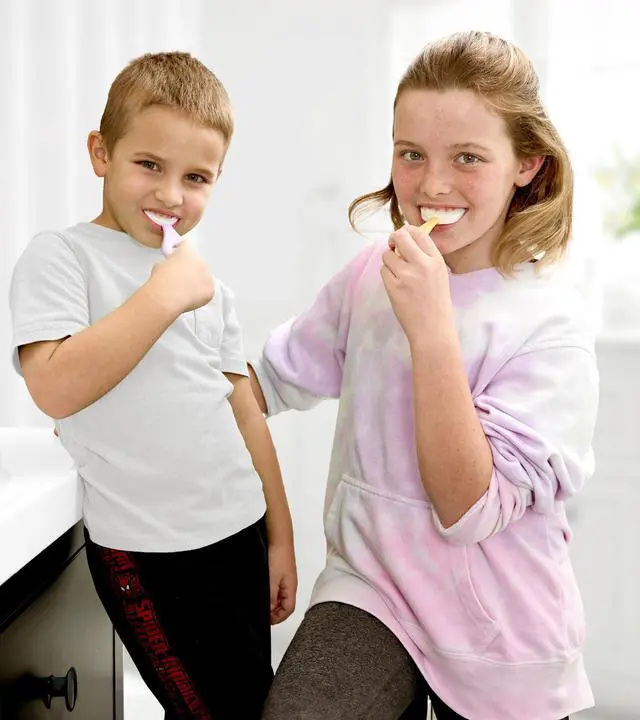Alt view image 5 of 7 - U Shaped Toothbrush Kids 6-12 Years Old- Two Premium Soft Toothbrushes Come with Travel Case & - Rounded Tooth Brushes Kids Size Head Makes Brushing Fun & Easy - 1 Purple, 1 Yellow