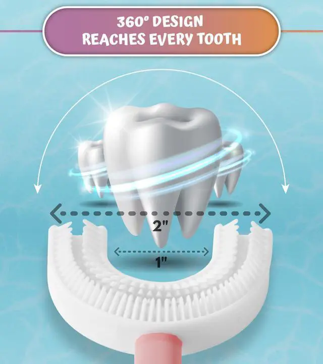 Alt view image 6 of 6 - U Shaped Toothbrush Kids 6-12 Years - Two Soft Toothbrushes, Travel Case & Sensory Toothbrush - Rounded Kids Size Head - 1 Pink, 1 Blue