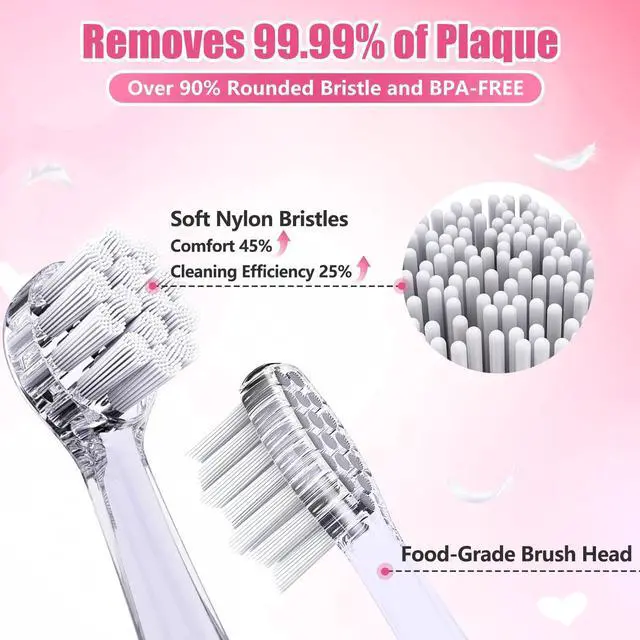 Alt view image 5 of 6 - Toddler Electric Toothbrush Kids Age 1-2-3 Years Old, Infants & Baby Electric Toothbrush with Finger Tooth Brush, Cute Cover, LED Light, 2 Minutes Timer, 4 Brush Heads, Suction Cup (Pink Astronaut)