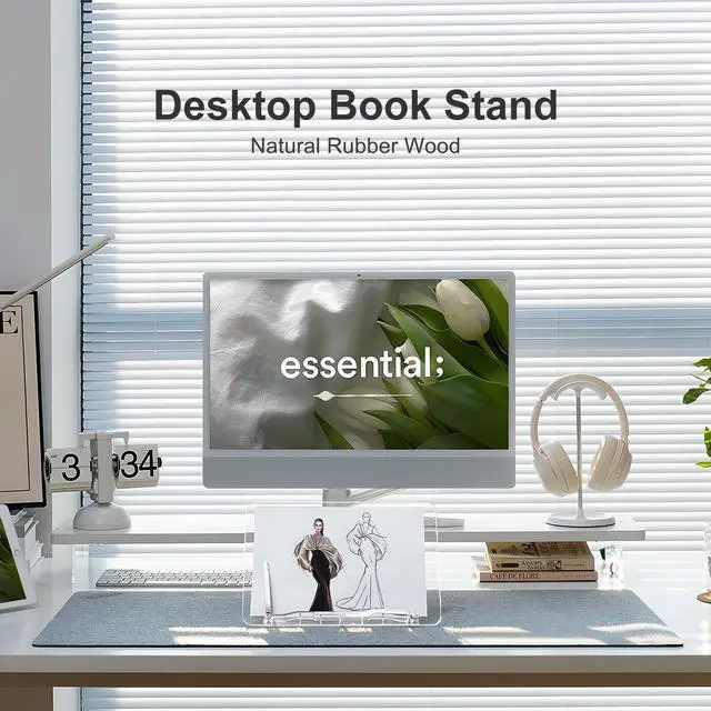 Alt view image 2 of 7 - Acrylic Book Stand for Reading, Portable Book Holder for Desk, Angle Adjustable Textbook Stand for Document Recipe, Cookbook, Music Book