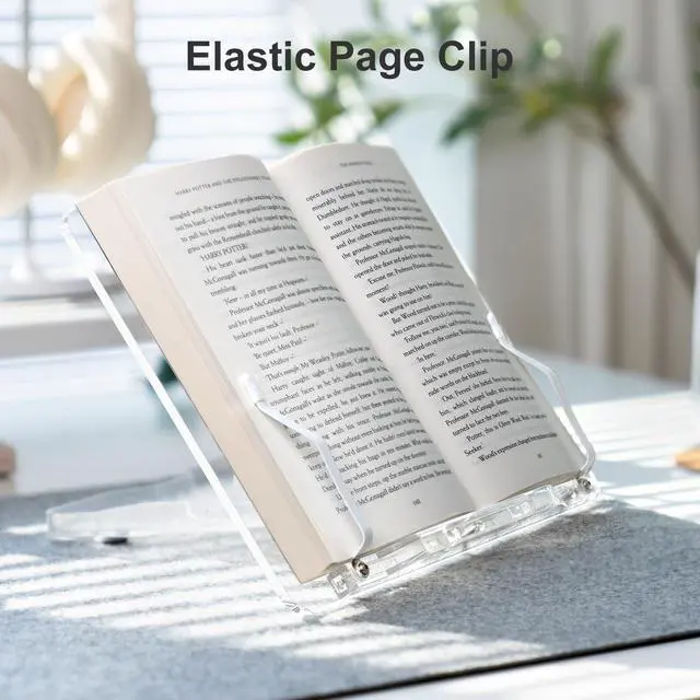 Alt view image 4 of 7 - Acrylic Book Stand for Reading, Portable Book Holder for Desk, Angle Adjustable Textbook Stand for Document Recipe, Cookbook, Music Book