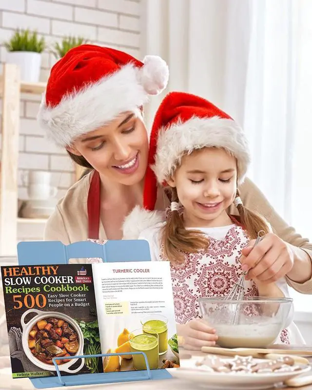 Alt view image 5 of 7 - Desk Book Stand Metal Reading Rest Book Holder Adjustable Cookbook Documents Holder Bookstands for Recipes Textbook Music Books, the First Day of School Gift for Students, Teachers (Light Blue)