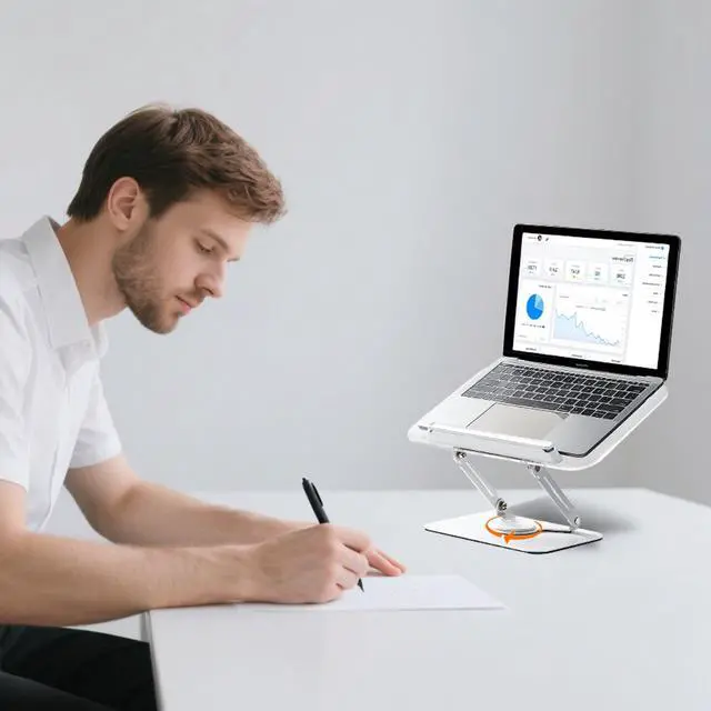 Alt view image 3 of 7 - Acrylic Book Stand for Reading, Adjustable Book Holder with 360° Rotating Base & Elastic Page Clips, Foldable Desktop Riser Stand for Cookbook,Laptop,Tablet,Music Scores,Recipe,Textbook