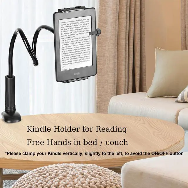 Alt view image 3 of 7 - Gooseneck Tablet Kindle Holder Stand for Bed Reading,33in Flexible Long Arm Clamp Clip Mount for iPad, iPhone, Galaxy Tabs, Switch, Kindle Fire, Phone 4.7''-10.5'' Tablet Devices