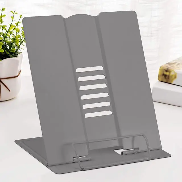 Main image of Large Book Stand for Desk Reading Hands Free, Book Holder Adjustable Document Cookbooks Holder for Textbooks Tablet Music Books Recipe (Grey)
