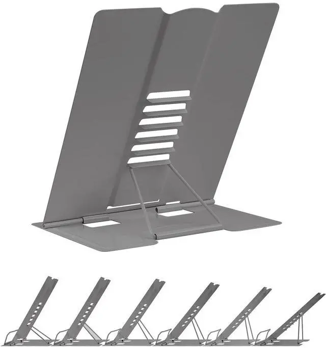 Alt view image 4 of 7 - Large Book Stand for Desk Reading Hands Free, Book Holder Adjustable Document Cookbooks Holder for Textbooks Tablet Music Books Recipe (Grey)