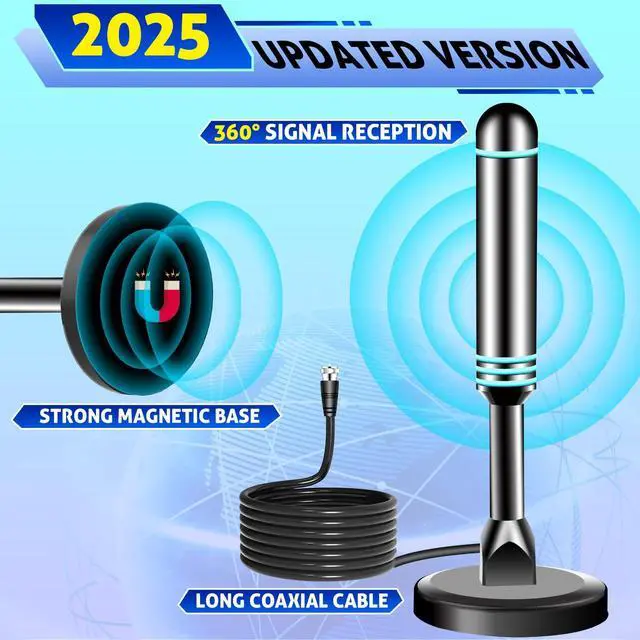 Alt view image 2 of 7 - Digital Antenna for Smart TV Indoor, TV Antenna for Local Channels, Strong Magnetic Base TV Antenna Indoor for Easy Installation, Long Range Reception for 4k 1080p, Support All Smart/Old TVs (Blue)