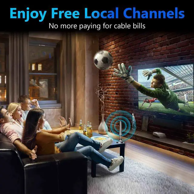 Alt view image 2 of 7 - TV Antenna Indoor, Digital TV Antenna for Smart TV, Long Range & 360° Reception, Strong Magnetic Base, Supports 4K 1080p Local Channels, Easy Setup for All TVs