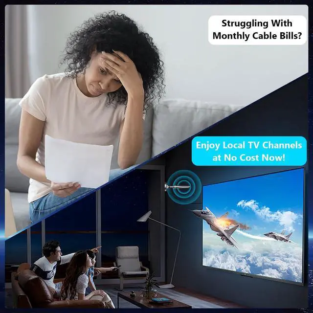 Alt view image 3 of 7 - TV Antenna Indoor, Digital TV Antenna for Smart TV, Long Range & 360° Reception, Strong Magnetic Base, Supports 4K 1080p Local Channels, Easy Setup for All TVs