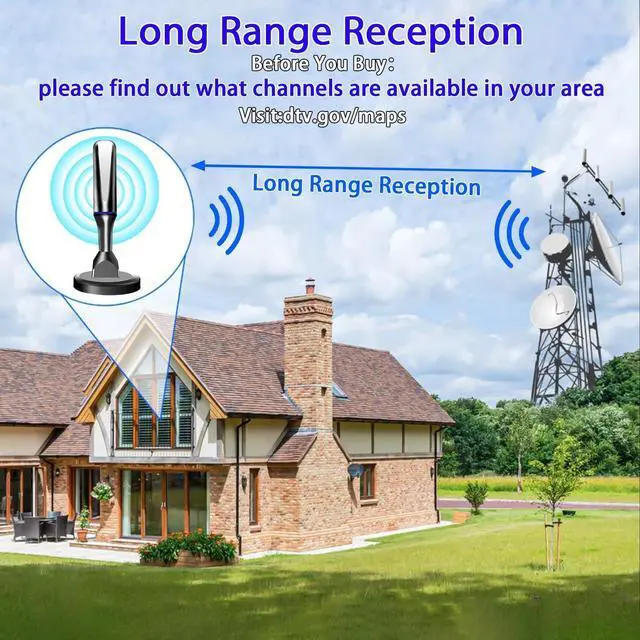 Alt view image 4 of 7 - Digital Antenna for Smart TV Indoor, Strong Magnetic Base & Iron Sheet TV Antenna Indoor for Easy Installation, Long Range Reception HD Antenna for TVs Indoors 4k 1080p -10ft Long Cables (Green a)