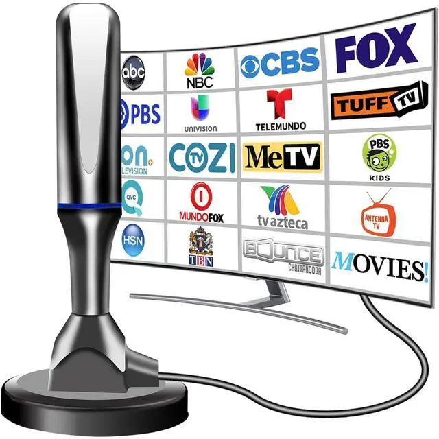 Main image of Digital Antenna for Smart TV Indoor, Strong Magnetic Base & Iron Sheet TV Antenna Indoor for Easy Installation, Long Range Reception HD Antenna for TVs Indoors 4k 1080p -10ft Long Cables (Green a)