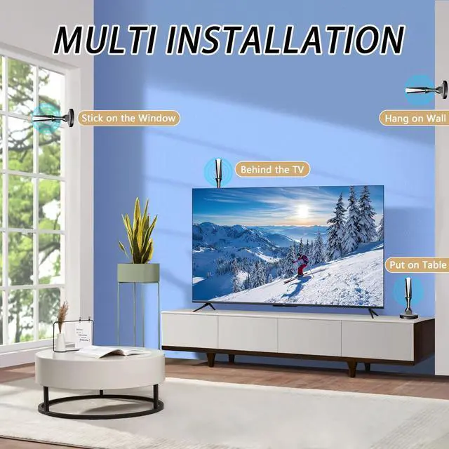 Alt view image 7 of 7 - Digital Antenna for Smart TV Indoor, Strong Magnetic Base & Iron Sheet TV Antenna Indoor for Easy Installation, Long Range Reception HD Antenna for TVs Indoors 4k 1080p -10ft Long Cables (Green a)