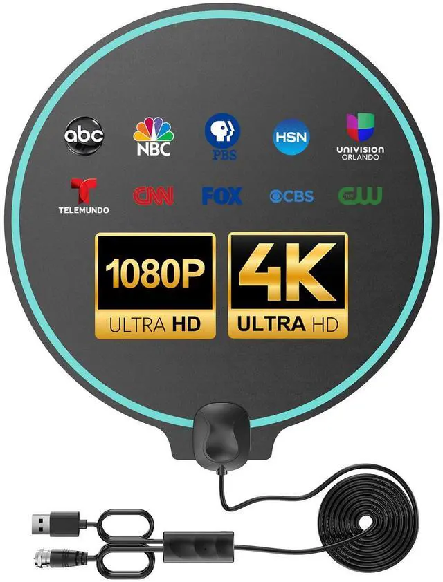 Main image of TV Antenna for Smart TV Indoor, Digital Antenna with 360° Signal Reception for Local Channels 4K HD, 16.8ft Coaxial Cable, Easy Installation