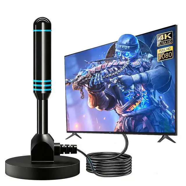 Main image of Indoor TV Antenna, 280 Mile Long Range Digital HDTV Antenna with Magnetic Base, 4K 1080P Reception, Black, 16.5ft Coaxial Cable for Smart TVs