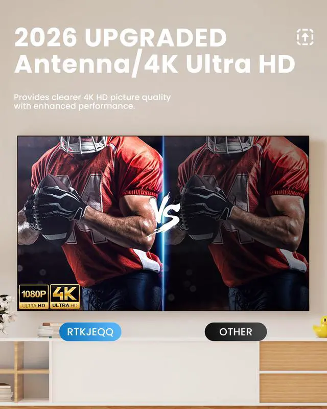 Alt view image 5 of 7 - TV Antenna for Smart TV Indoor, Digital Antenna with 360° Signal Reception for Local Channels 4K HD, 16.8ft Coaxial Cable, Easy Installation