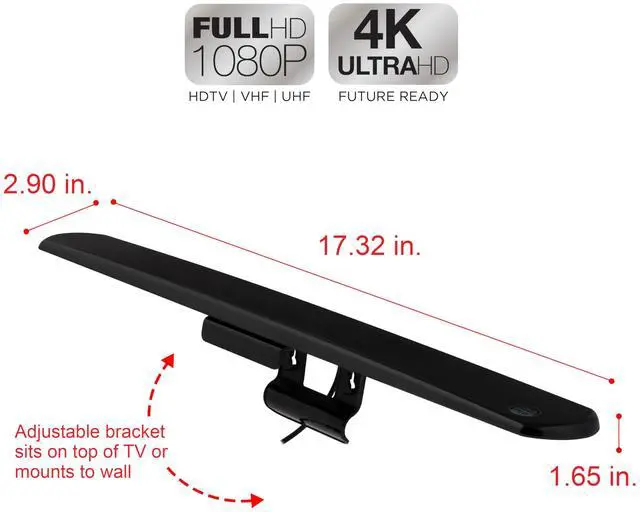 Alt view image 2 of 7 - Hover Digital TV Antenna Indoor for Smart TV, Long Range HD Local Channels, Easy Mount on Top Design, Supports 4K 1080P HDTV VHF UHF, 360° Reception, 83713