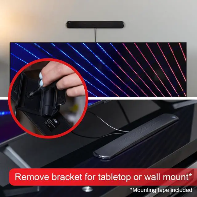 Alt view image 5 of 7 - Hover Digital TV Antenna Indoor for Smart TV, Long Range HD Local Channels, Easy Mount on Top Design, Supports 4K 1080P HDTV VHF UHF, 360° Reception, 83713