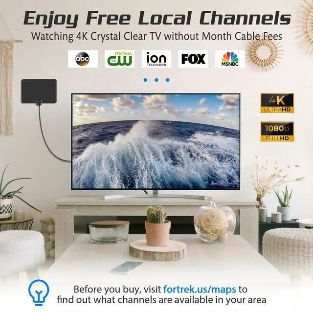 Alt view image 2 of 7 - TV Antenna Indoor, 2026 Digital TV Antenna for Local Channels, HDTV Antenna for TV Without Cable for Smart/Old TV Long Range Reception Support 4K 1080p A41