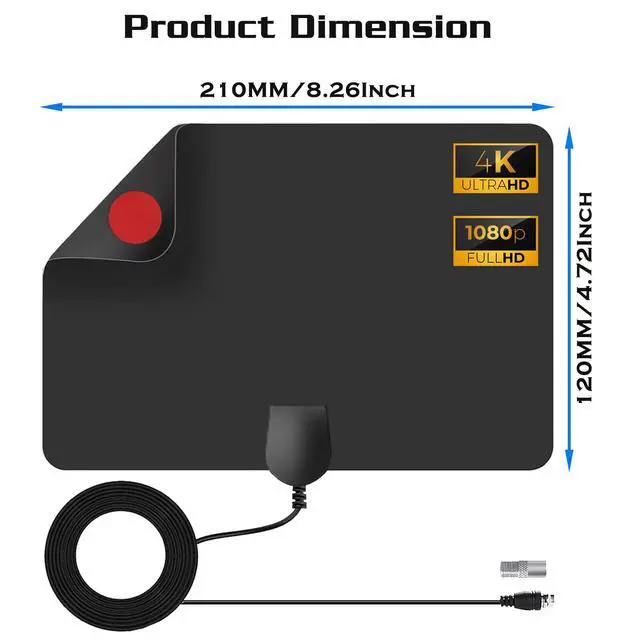 Alt view image 7 of 7 - TV Antenna Indoor, 2026 Digital TV Antenna for Local Channels, HDTV Antenna for TV Without Cable for Smart/Old TV Long Range Reception Support 4K 1080p A41