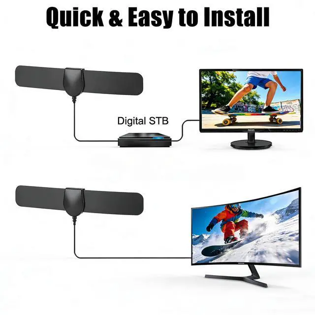 Alt view image 6 of 6 - 2026 Digital HDTV Antenna Indoor, 360° Reception Amplified TV Antenna Supports 4K 1080P, Portable Easy Installation with 10.5ft Coaxial Cable, Compatible with All Smart TVs Antenna for Local Channels