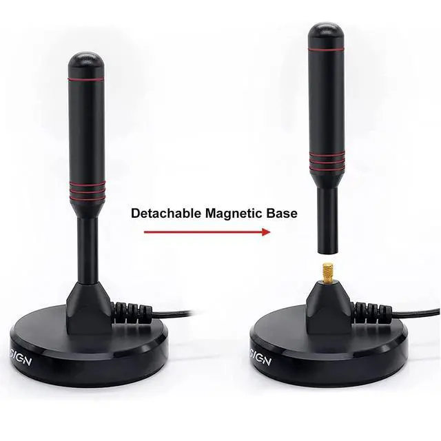 Alt view image 3 of 5 - Digital TV Antenna for ATSC Tuner-Portable Indoor HD TV Antenna with Magnetic Base and 16.5 feet Coax Cable