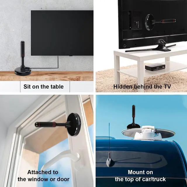 Alt view image 4 of 5 - Digital TV Antenna for ATSC Tuner-Portable Indoor HD TV Antenna with Magnetic Base and 16.5 feet Coax Cable