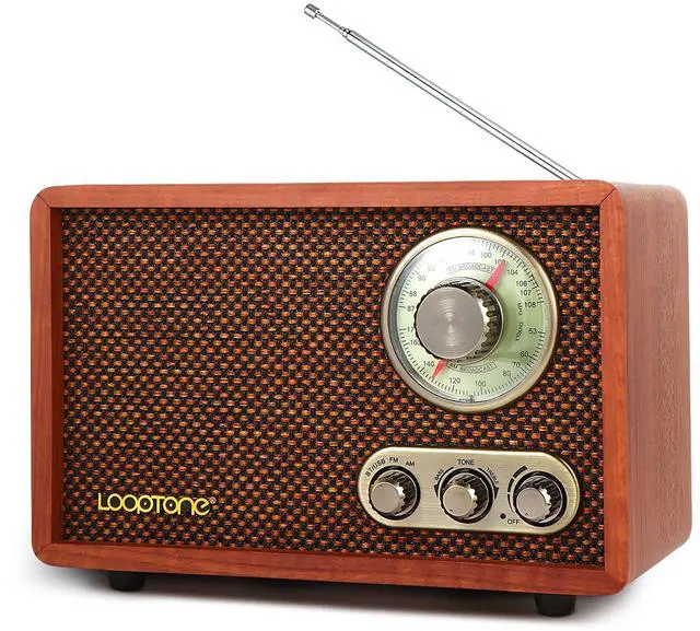 Main image of USB SD Multifunction AM FM Vintage Radio with Bluetooth Speaker,Retro Wood Table Radio for Kitchen Living Room with Rotary Knob Brown