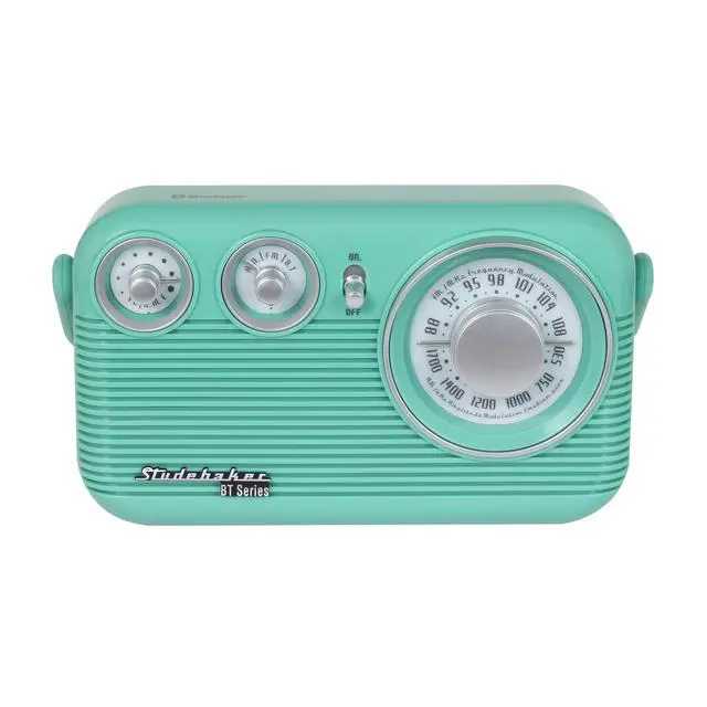Alt view image 2 of 5 - SB2003BT Bluetooth Retro Portable AM/FM Radio with AC or Battery Operation (Teal)