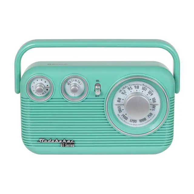 Alt view image 3 of 5 - SB2003BT Bluetooth Retro Portable AM/FM Radio with AC or Battery Operation (Teal)