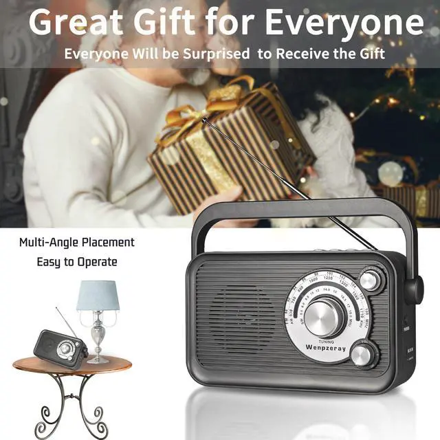 Alt view image 7 of 7 - D218 Portable AM FM SW Radio Vintage Analog Transistor Bluetooth Speaker Battery Powered with Large Tuning Knob Headphone Jack USB/TF Card Jack Easy to Use Gift for Family or Friend (Grey)