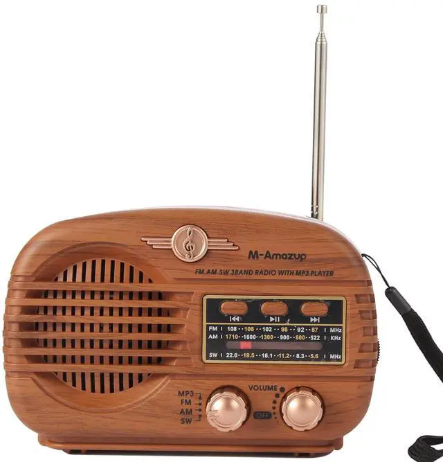 Main image of Radios Portable AM FM SW, Retro Radio with Speaker, Transistor Radio Bluetooth 5.3, Rechargeable Battery Powered, TWS, Support TF Card/MP3/USB Playing, Gifts for Senior, Light Wood
