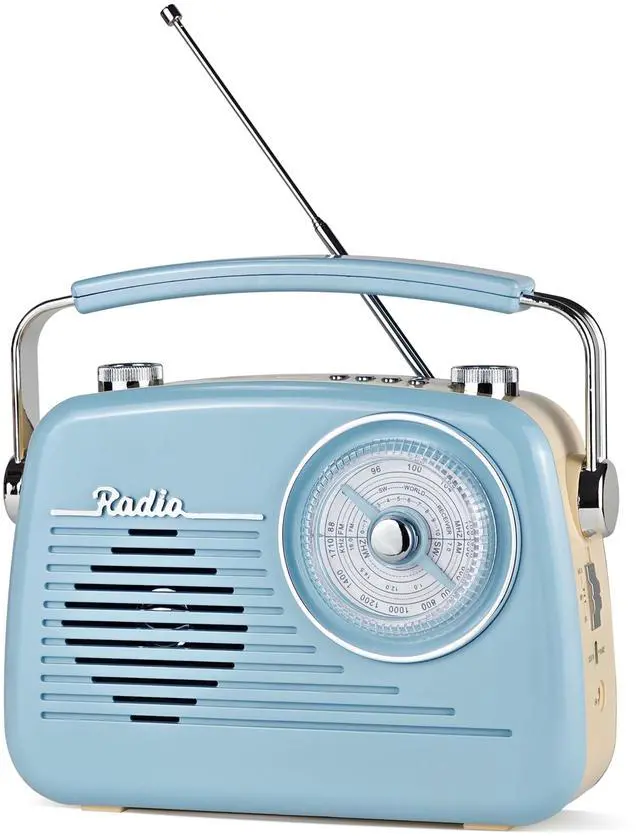 Main image of Portable AM FM Shortwave Vintage Radio Multifunctional Bluetooth Speaker 4 Power Options 5W Speaker TWS Stereo Plug-in Wall/Type-C Charging Emergency Radio for Home Outdoor Camping (Blue)