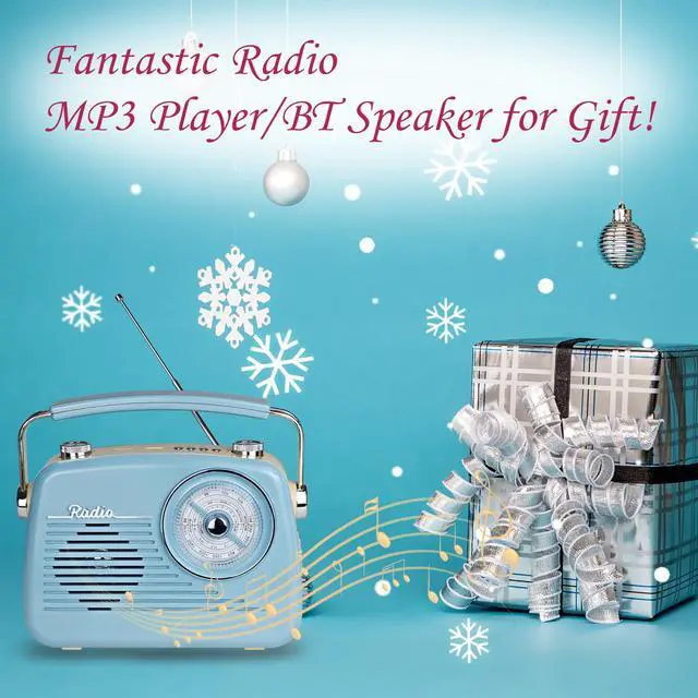 Alt view image 6 of 7 - Portable AM FM Shortwave Vintage Radio Multifunctional Bluetooth Speaker 4 Power Options 5W Speaker TWS Stereo Plug-in Wall/Type-C Charging Emergency Radio for Home Outdoor Camping (Blue)